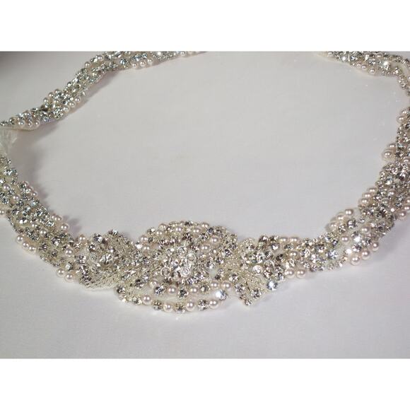 Rhinestone pearl bridal belt sash, crystal belt, bridal belt, wedding dress belt main image 5